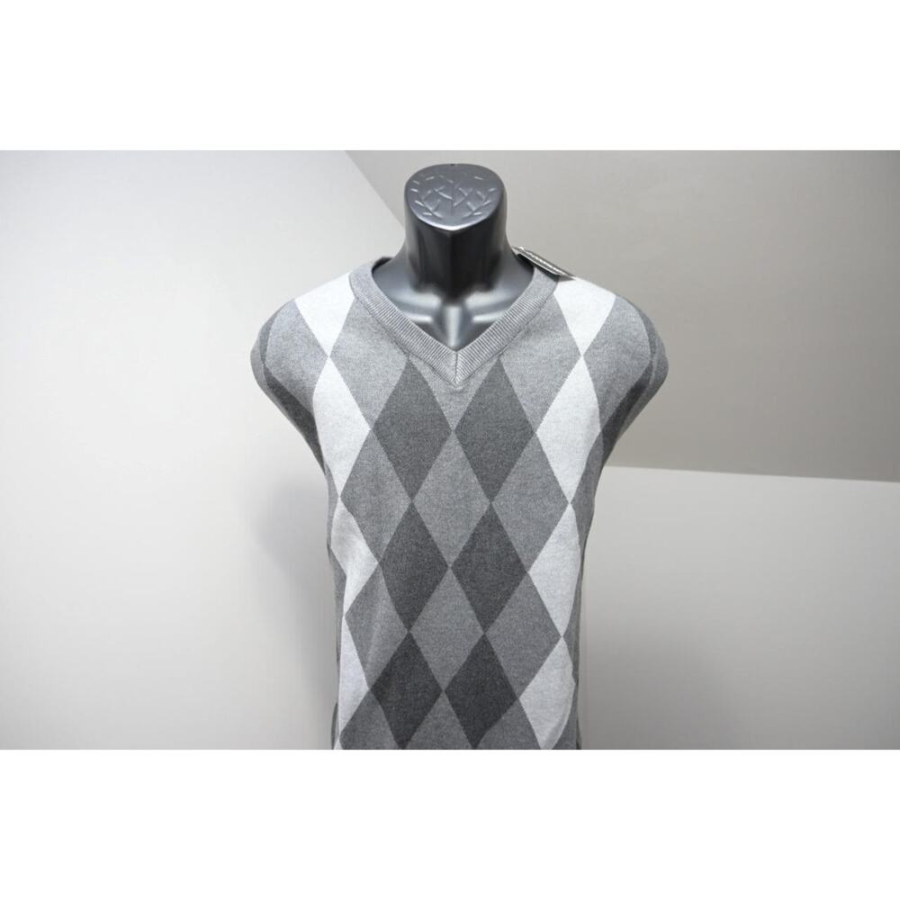 Coofandy‎ Sweater Vest Argyle Checks Gray 100% Viscose Mens Size XL NWT